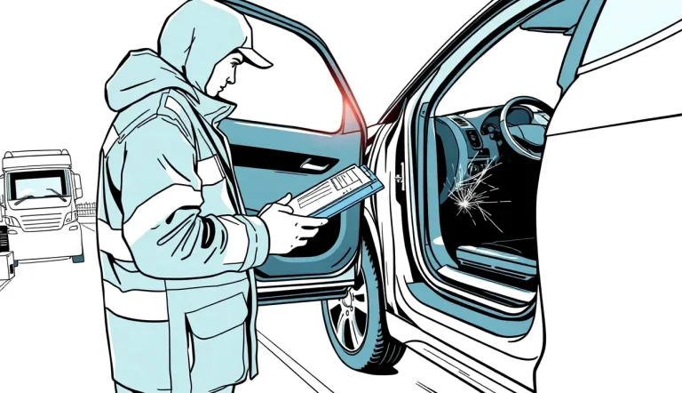 Dopravný policajt kontroluje doklady a zelenú kartu vodiča pri cestnej kontrole